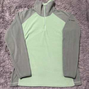Columbia Fleece Half Zip Pullover Mint Olive Women's XL Soft Cozy Casual‎